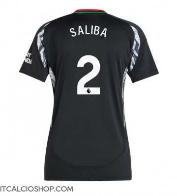 Arsenal William Saliba #2 Seconda Maglia Femmina 2024-25 Manica Corta